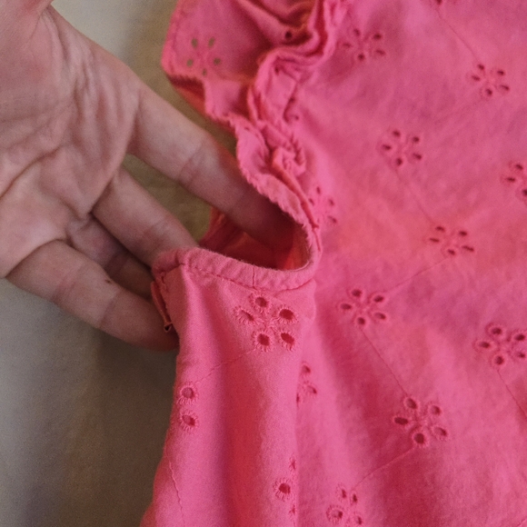 J. Crew Vibrant Pink Eyelet Tiered Skirt Vneck Ruffle Sleeveless Midi Dress - Picture 12 of 12